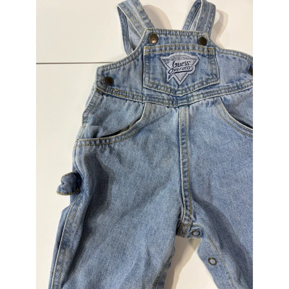 90’s Vintage Blue Denim Guess Overalls Made In USA Size 3m